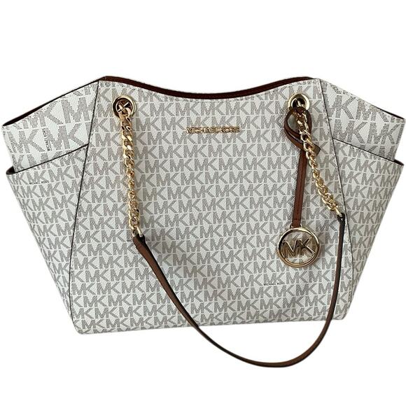 Michael Kors Tote Bag Chain Straps Vanilla NWT - Picture 1 of 12
